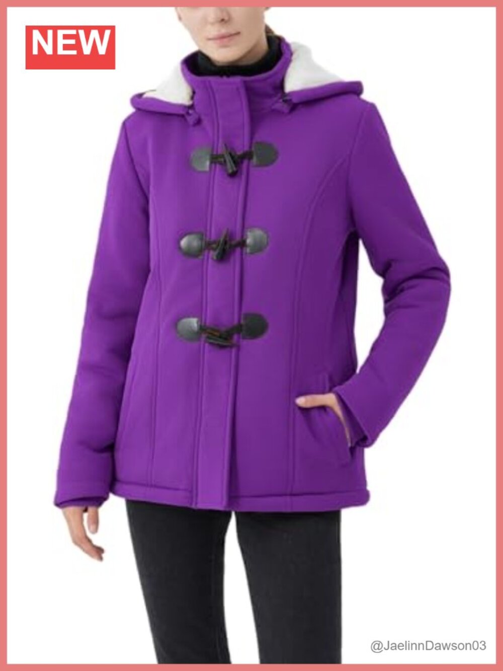 Sherpa Lined Fleece Jacket Thickened Horn Button Hooded Winter Warm Slim Coat